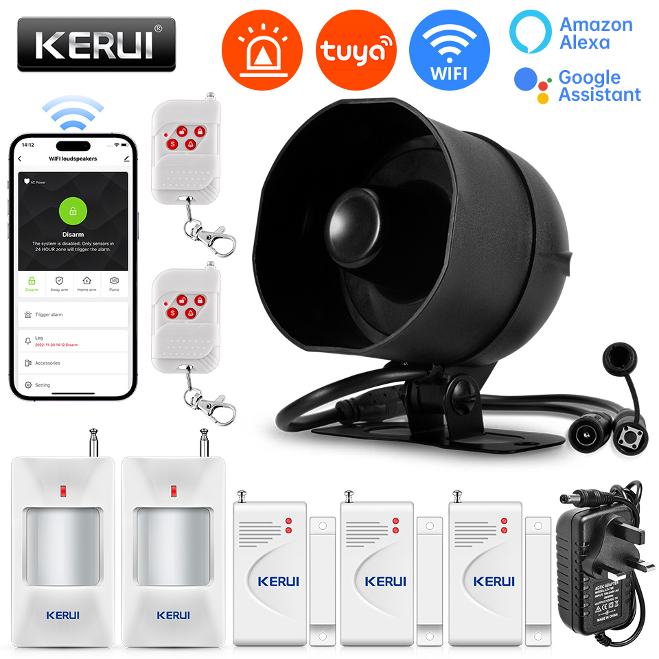 Smart Home Automation System - KERUI 120db syrena alarmowa WiFi Tuya