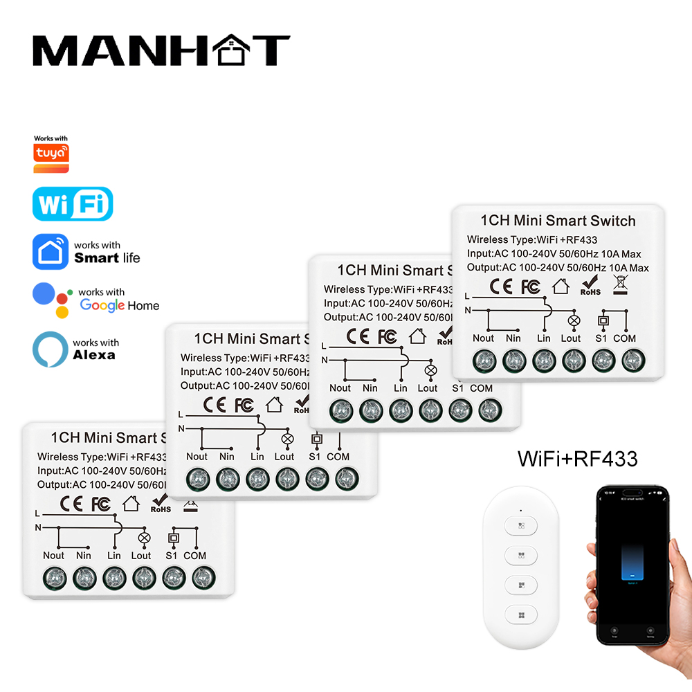Smart Home Villa - Miniaturowy inteligentny przełącznik WIFI 10A RF433Mhz