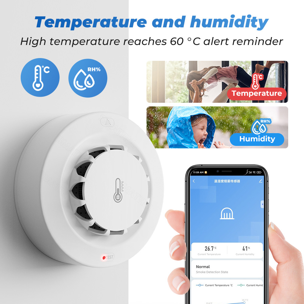 Czujnik dymu WiFi, czujnik tem – Smart Smoke Detector recenzja i cena